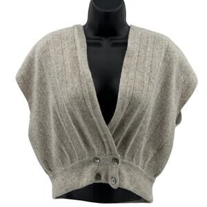 VTG Evan Picone Sweater Vest WMNS L Tan V-Neck Angora Rabbit Hair Wool 80's